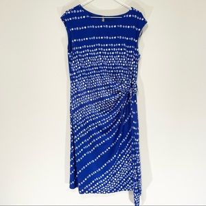 R&K Blue and White Dotted Dress Size L